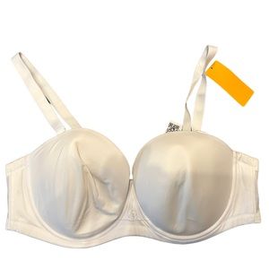 WINGSLOVE plus size White 44D underwire bra detachable straps strapless NWT